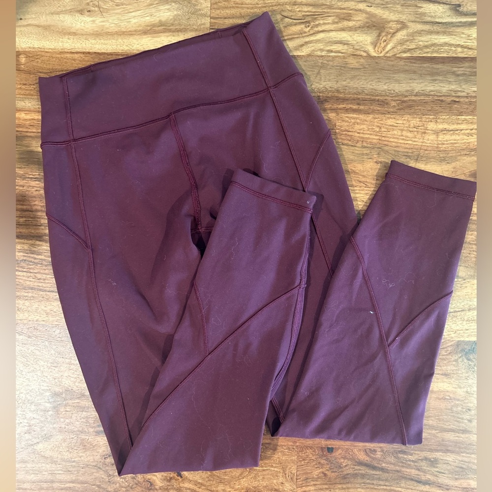 Lululemon in movement leggings in Merlot.